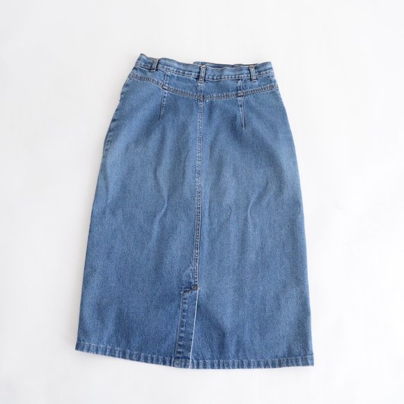 Vintage Pennmans Midi Medium Wash Denim Jean Skirt Size 8 - Picture 13 of 15